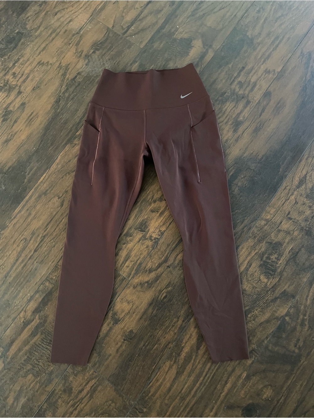 Nike Maroon High-Waist Athletic Leggings